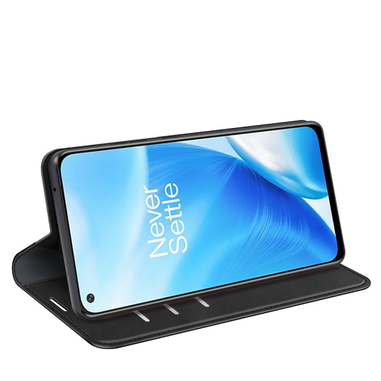 For OnePlus Nord N200 5G Retro-skin Business Magnetic Suction Leather Case with Holder & Card Slots & Wallet