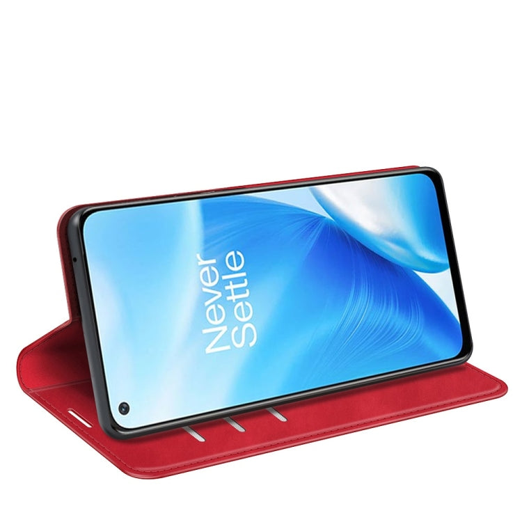 For OnePlus Nord N200 5G Retro-skin Business Magnetic Suction Leather Case with Holder & Card Slots & Wallet