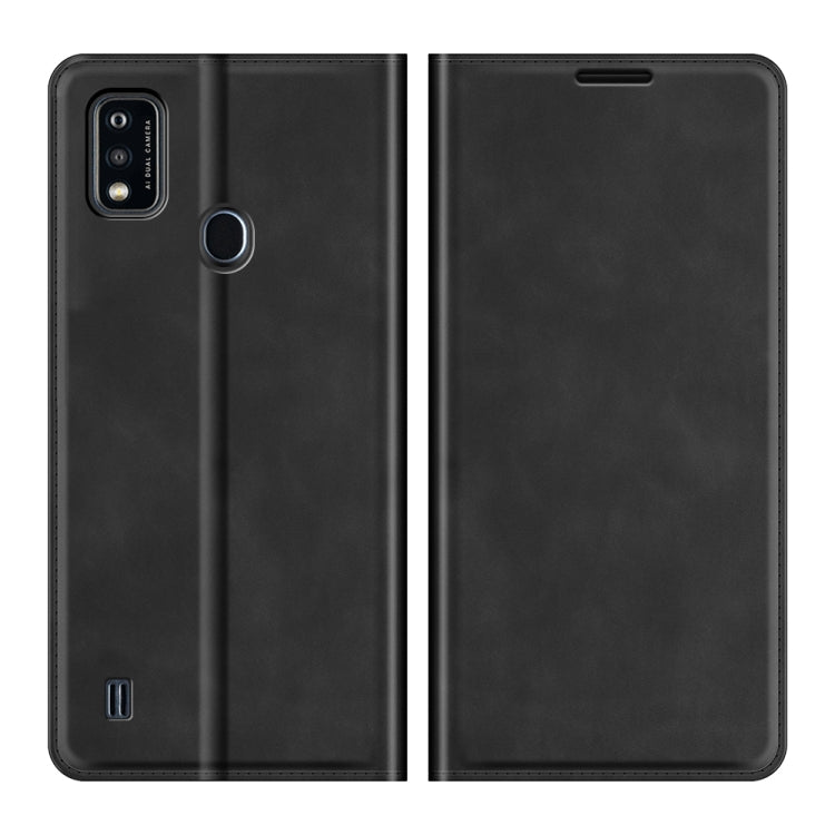 For ZTE Blade A51 Retro-skin Business Magnetic Suction Leather Case with Holder & Card Slots & Wallet