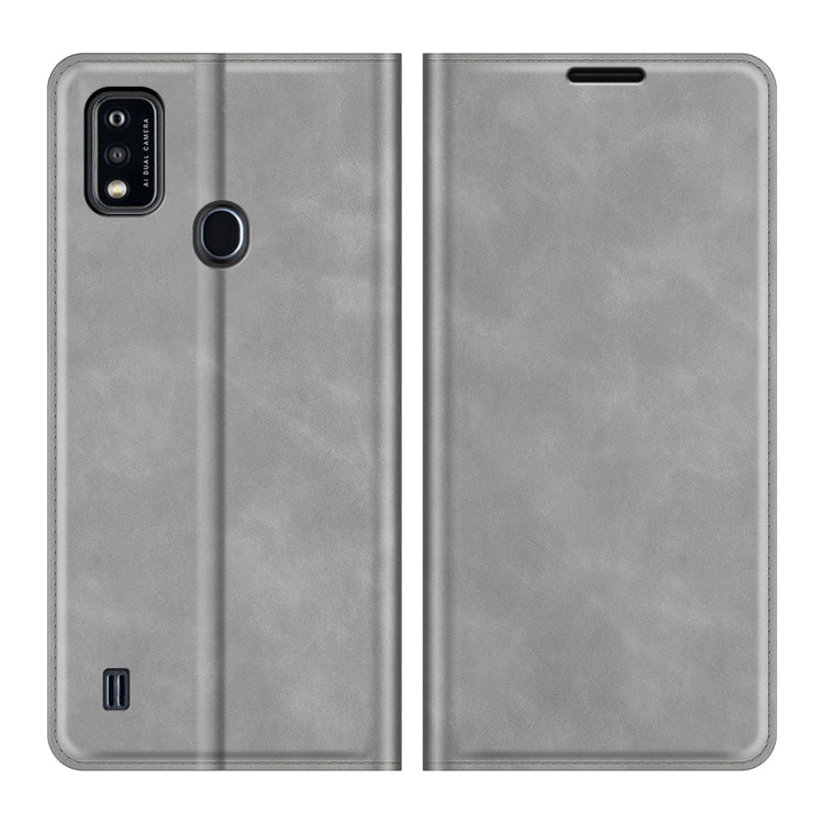 For ZTE Blade A51 Retro-skin Business Magnetic Suction Leather Case with Holder & Card Slots & Wallet