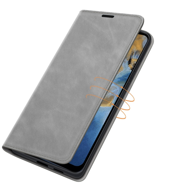 For ZTE Blade A51 Retro-skin Business Magnetic Suction Leather Case with Holder & Card Slots & Wallet