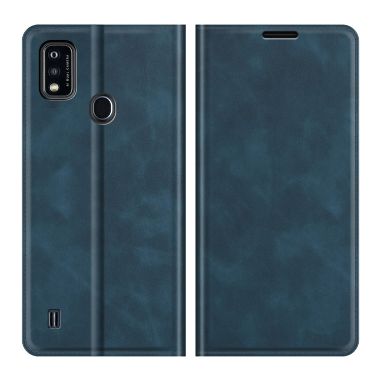 For ZTE Blade A51 Retro-skin Business Magnetic Suction Leather Case with Holder & Card Slots & Wallet