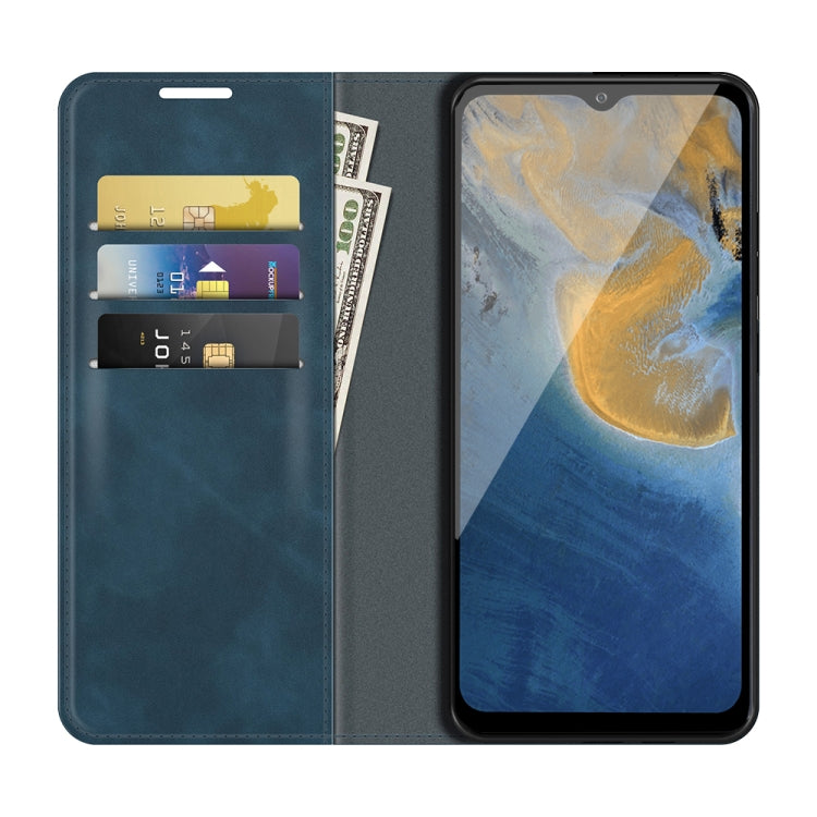 For ZTE Blade A51 Retro-skin Business Magnetic Suction Leather Case with Holder & Card Slots & Wallet