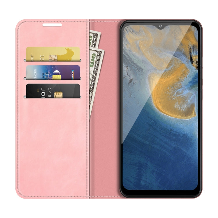 For ZTE Blade A51 Retro-skin Business Magnetic Suction Leather Case with Holder & Card Slots & Wallet