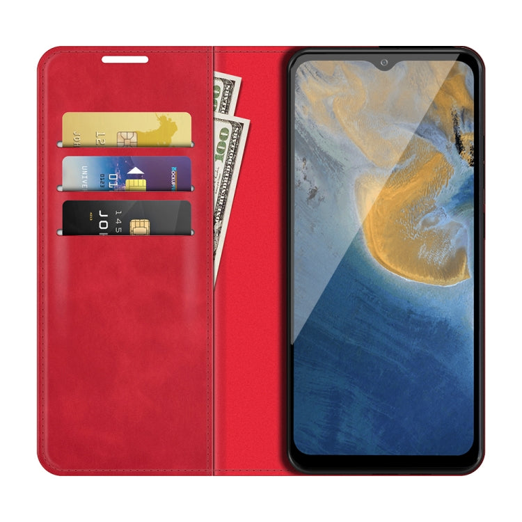 For ZTE Blade A51 Retro-skin Business Magnetic Suction Leather Case with Holder & Card Slots & Wallet