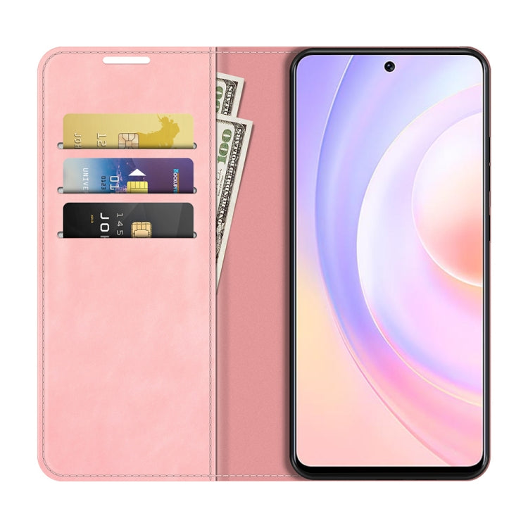 For Honor 50 SE Retro-skin Business Magnetic Suction Leather Case with Holder & Card Slots & Wallet