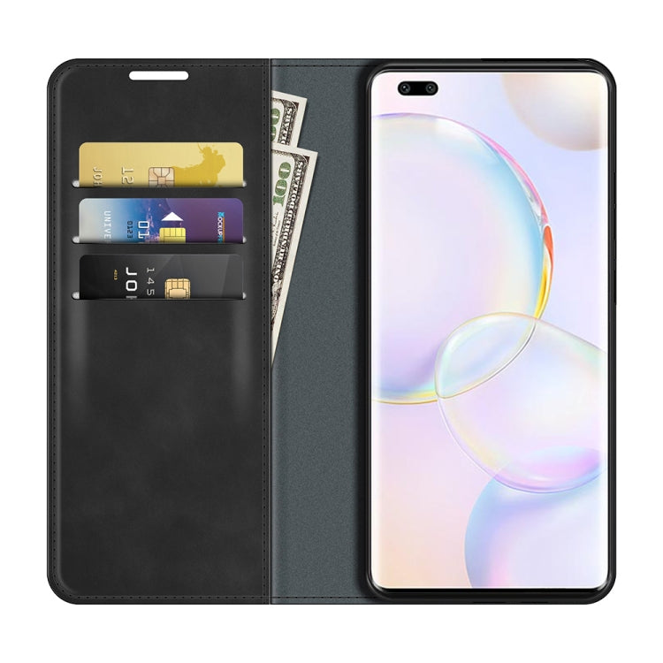 For Honor 50 Pro Retro-skin Business Magnetic Suction Leather Case with Holder & Card Slots & Wallet