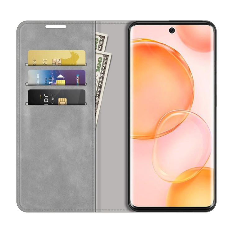 For Honor 50 Retro-skin Business Magnetic Suction Leather Case with Holder & Card Slots & Wallet