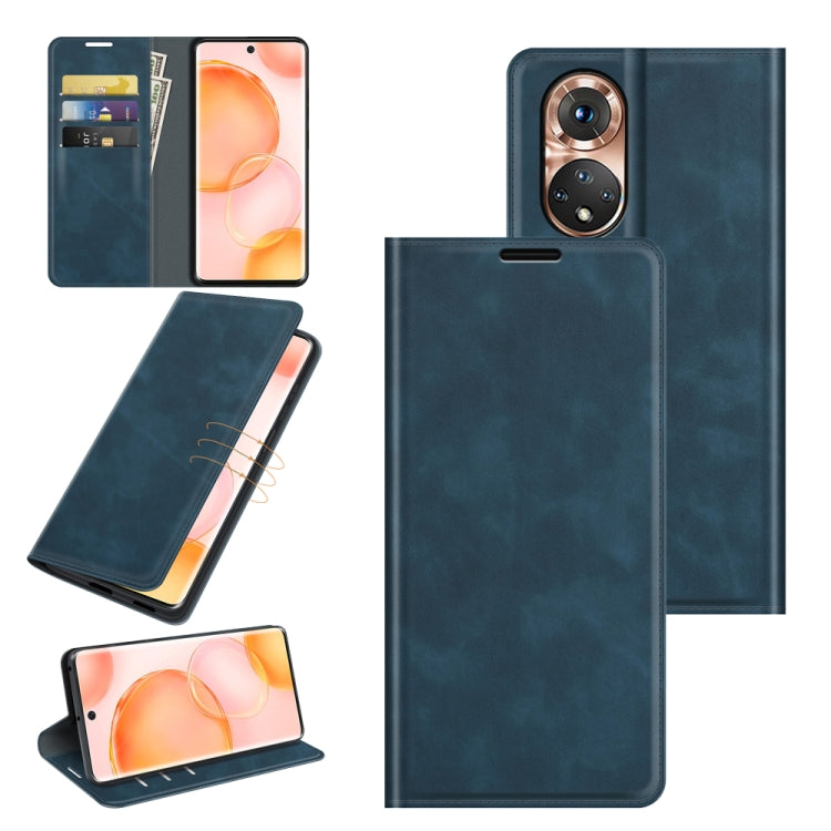 For Honor 50 Retro-skin Business Magnetic Suction Leather Case with Holder & Card Slots & Wallet