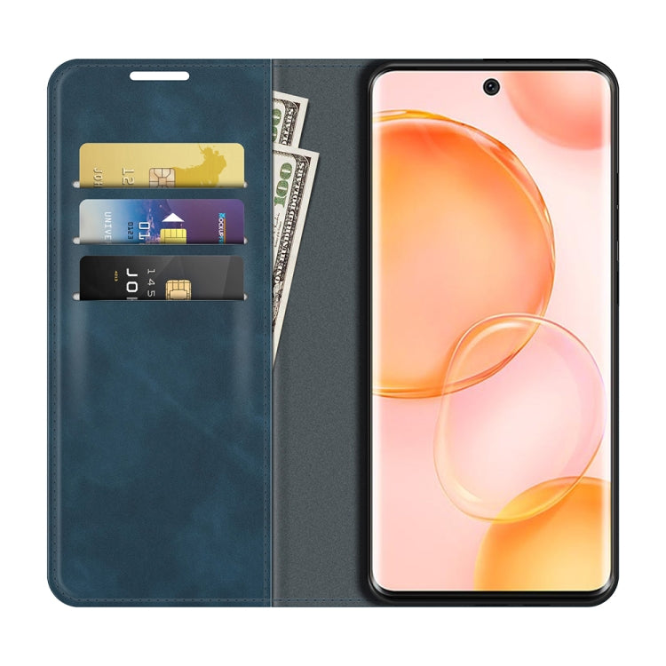 For Honor 50 Retro-skin Business Magnetic Suction Leather Case with Holder & Card Slots & Wallet