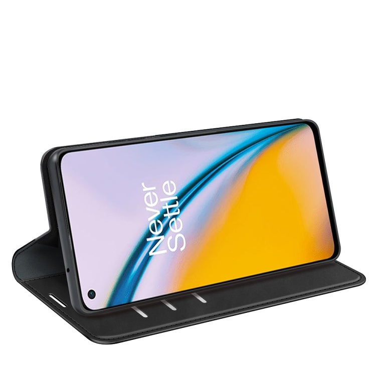 For OnePlus Nord 2 5G Retro-skin Business Magnetic Suction Leather Case with Holder & Card Slots & Wallet