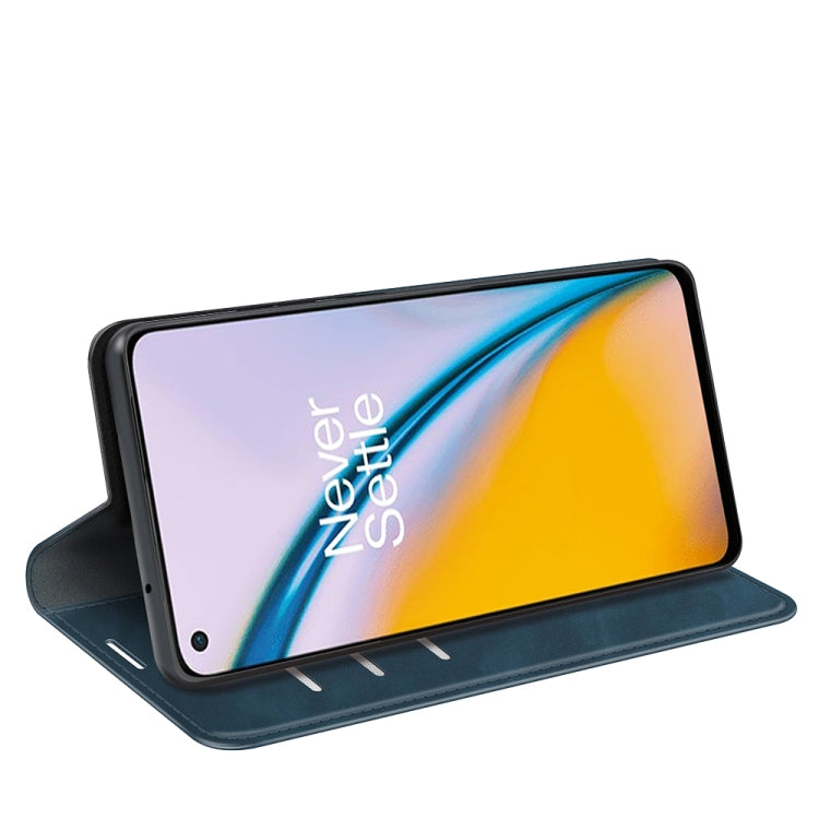 For OnePlus Nord 2 5G Retro-skin Business Magnetic Suction Leather Case with Holder & Card Slots & Wallet