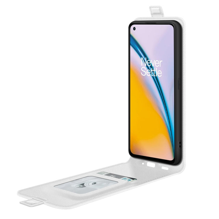 For OnePlus Nord 2 5G R64 Texture Single Vertical Flip Leather Protective Case with Card Slots & Photo Frame