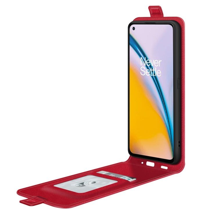 For OnePlus Nord 2 5G R64 Texture Single Vertical Flip Leather Protective Case with Card Slots & Photo Frame