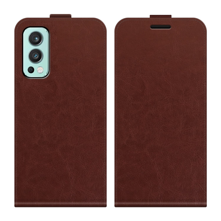 For OnePlus Nord 2 5G R64 Texture Single Vertical Flip Leather Protective Case with Card Slots & Photo Frame