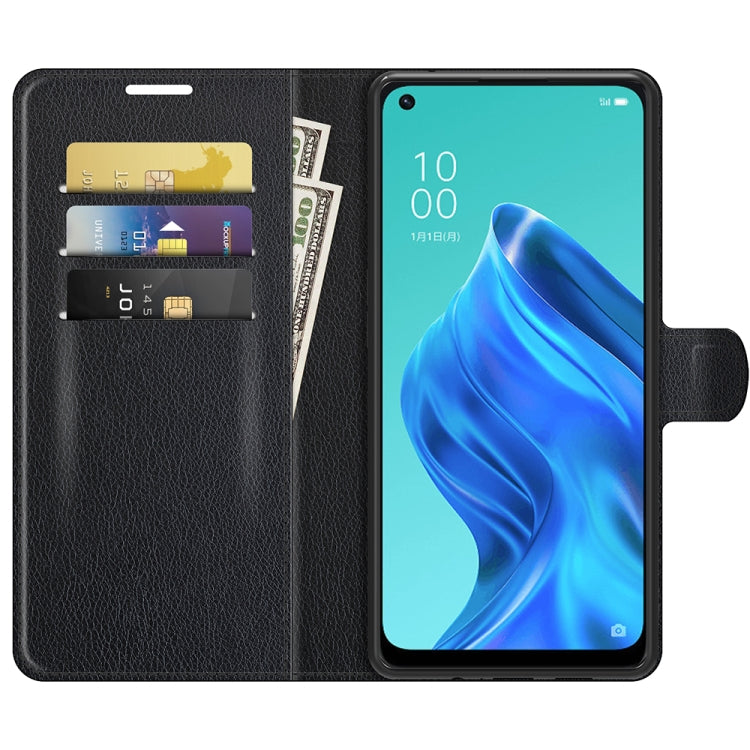 For OPPO Reno5 A Litchi Texture Horizontal Flip Protective Case with Holder & Card Slots & Wallet