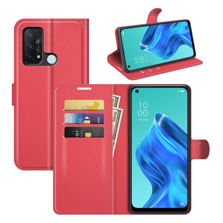 For OPPO Reno5 A Litchi Texture Horizontal Flip Protective Case with Holder & Card Slots & Wallet