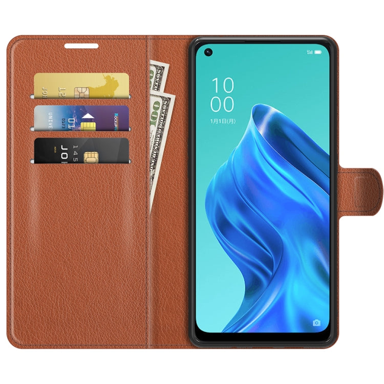 For OPPO Reno5 A Litchi Texture Horizontal Flip Protective Case with Holder & Card Slots & Wallet