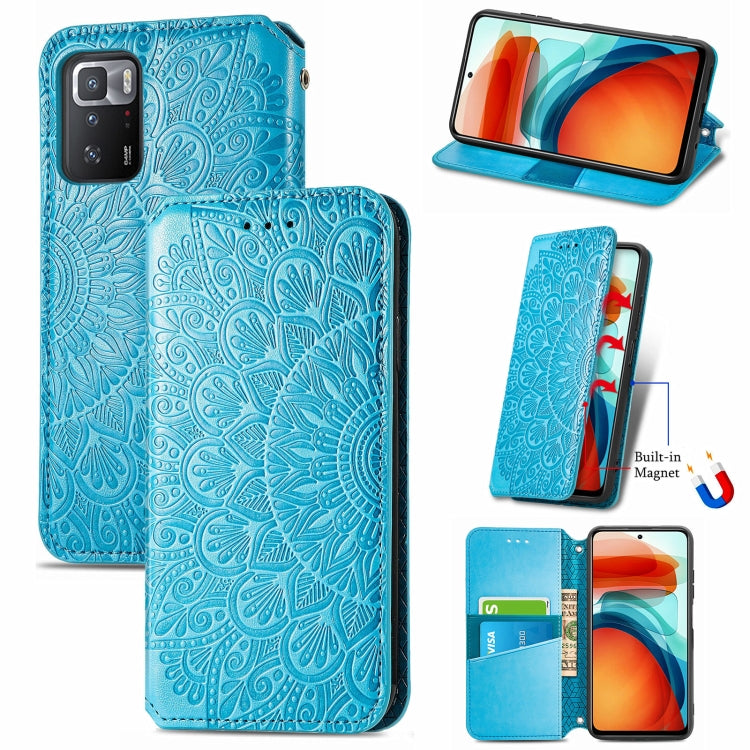 For Xiaomi Redmi Note 10 Pro 5G / Poco X3 GT Blooming Mandala Embossed Pattern Magnetic Horizontal Flip Leather Case with Holder & Card Slots & Wallet