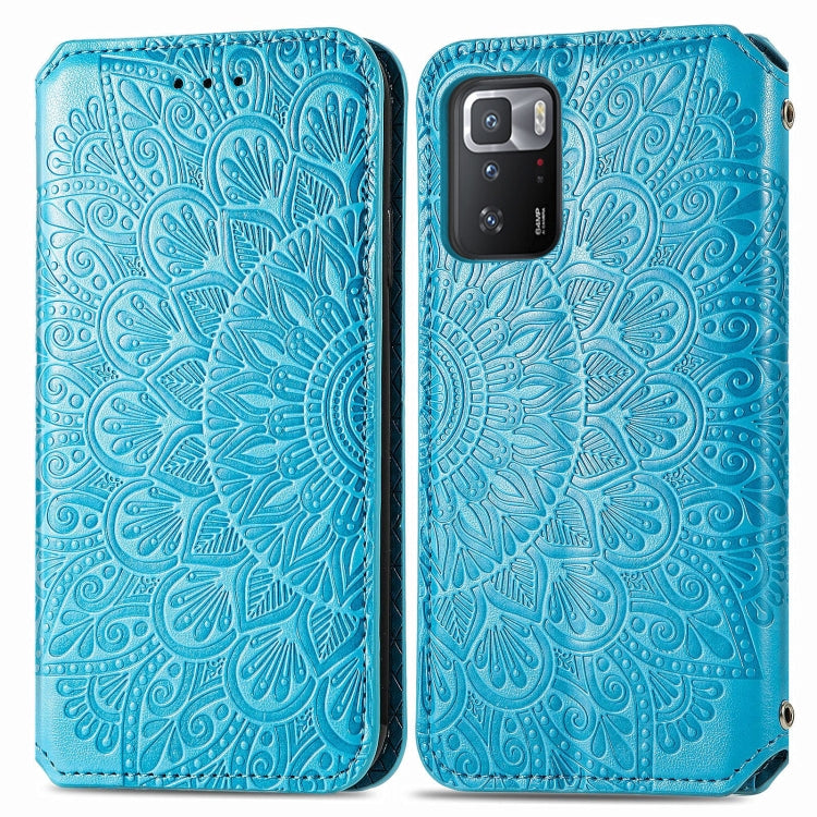 For Xiaomi Redmi Note 10 Pro 5G / Poco X3 GT Blooming Mandala Embossed Pattern Magnetic Horizontal Flip Leather Case with Holder & Card Slots & Wallet
