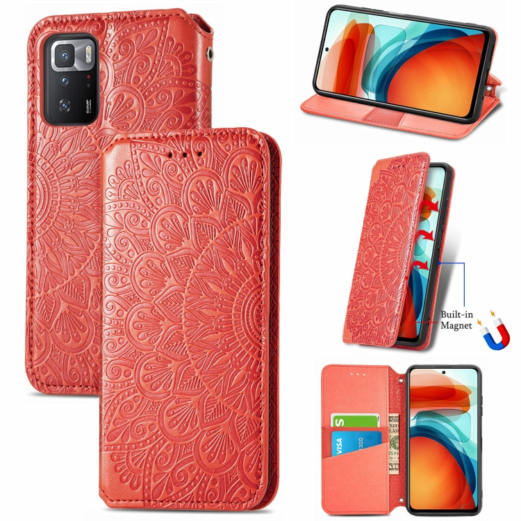 For Xiaomi Redmi Note 10 Pro 5G / Poco X3 GT Blooming Mandala Embossed Pattern Magnetic Horizontal Flip Leather Case with Holder & Card Slots & Wallet