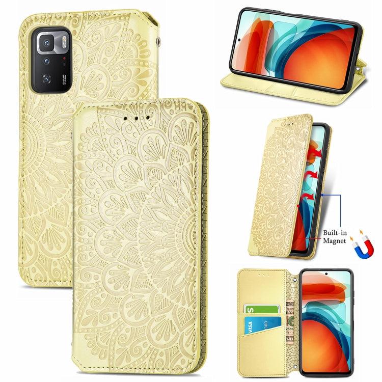 For Xiaomi Redmi Note 10 Pro 5G / Poco X3 GT Blooming Mandala Embossed Pattern Magnetic Horizontal Flip Leather Case with Holder & Card Slots & Wallet