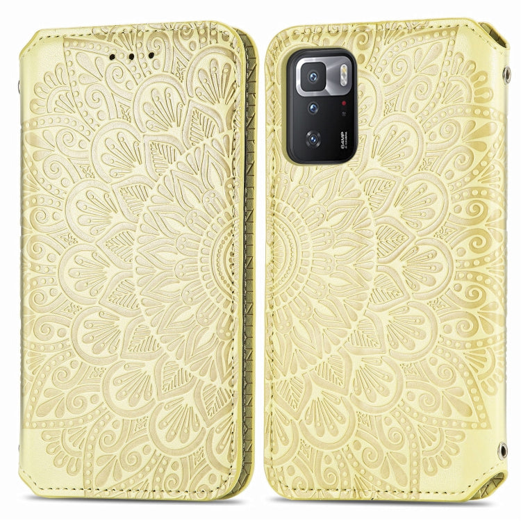 For Xiaomi Redmi Note 10 Pro 5G / Poco X3 GT Blooming Mandala Embossed Pattern Magnetic Horizontal Flip Leather Case with Holder & Card Slots & Wallet