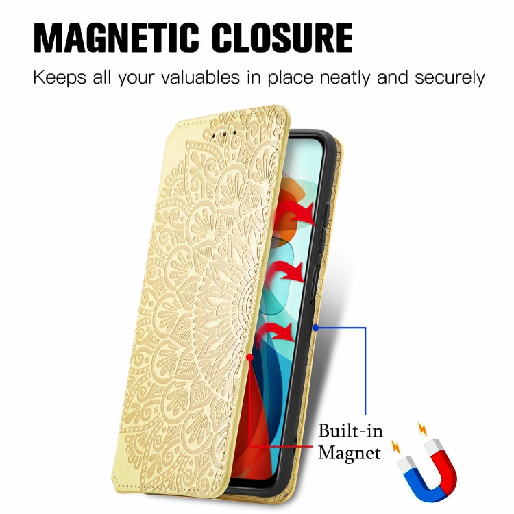 For Xiaomi Redmi Note 10 Pro 5G / Poco X3 GT Blooming Mandala Embossed Pattern Magnetic Horizontal Flip Leather Case with Holder & Card Slots & Wallet