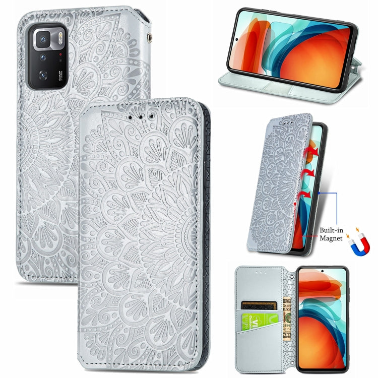 For Xiaomi Redmi Note 10 Pro 5G / Poco X3 GT Blooming Mandala Embossed Pattern Magnetic Horizontal Flip Leather Case with Holder & Card Slots & Wallet