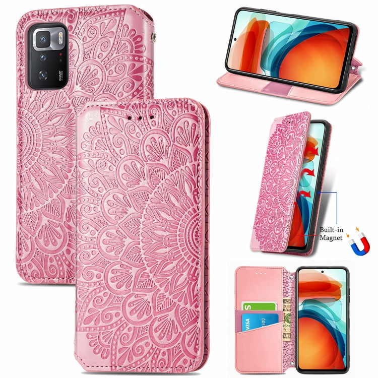For Xiaomi Redmi Note 10 Pro 5G / Poco X3 GT Blooming Mandala Embossed Pattern Magnetic Horizontal Flip Leather Case with Holder & Card Slots & Wallet