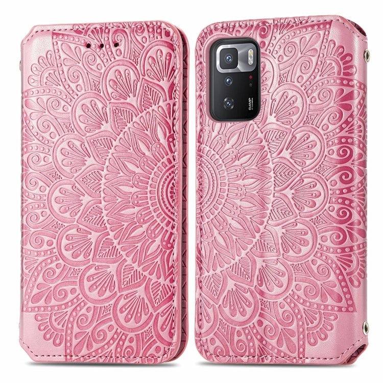 For Xiaomi Redmi Note 10 Pro 5G / Poco X3 GT Blooming Mandala Embossed Pattern Magnetic Horizontal Flip Leather Case with Holder & Card Slots & Wallet