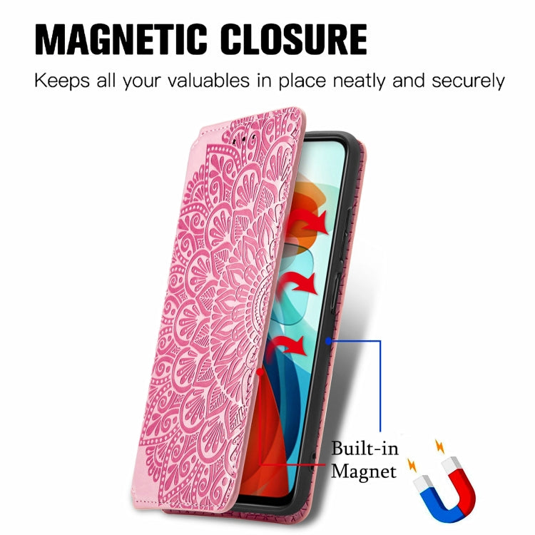 For Xiaomi Redmi Note 10 Pro 5G / Poco X3 GT Blooming Mandala Embossed Pattern Magnetic Horizontal Flip Leather Case with Holder & Card Slots & Wallet