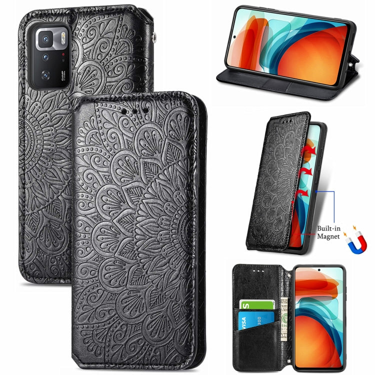 For Xiaomi Redmi Note 10 Pro 5G / Poco X3 GT Blooming Mandala Embossed Pattern Magnetic Horizontal Flip Leather Case with Holder & Card Slots & Wallet