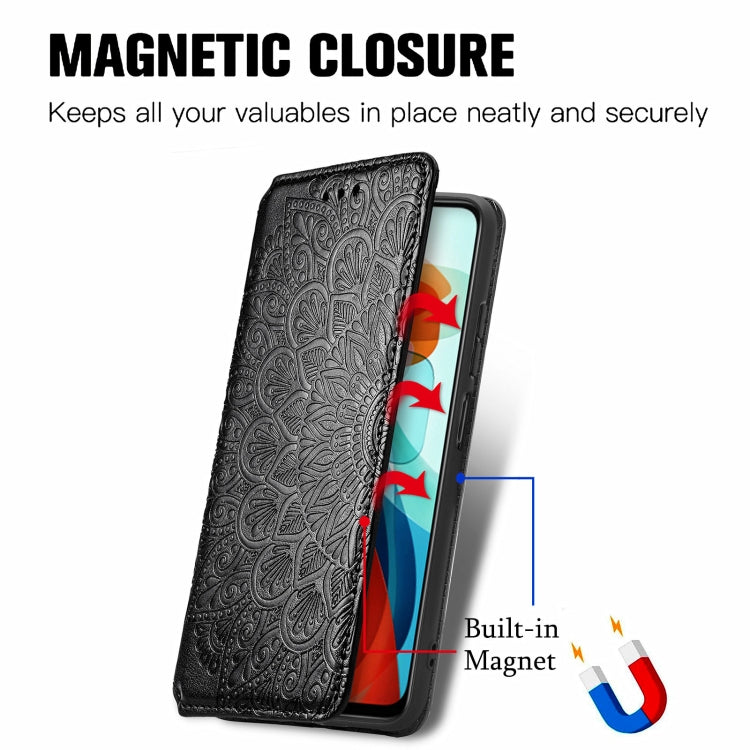 For Xiaomi Redmi Note 10 Pro 5G / Poco X3 GT Blooming Mandala Embossed Pattern Magnetic Horizontal Flip Leather Case with Holder & Card Slots & Wallet
