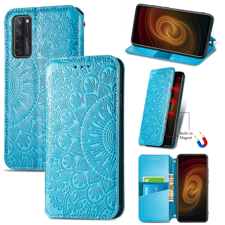 For Motorola Moto G60 Blooming Mandala Embossed Pattern Magnetic Horizontal Flip Leather Case with Holder & Card Slots & Wallet