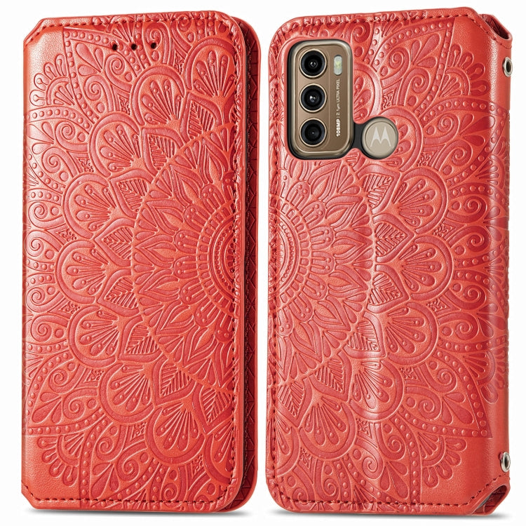 For Motorola Moto G60 Blooming Mandala Embossed Pattern Magnetic Horizontal Flip Leather Case with Holder & Card Slots & Wallet