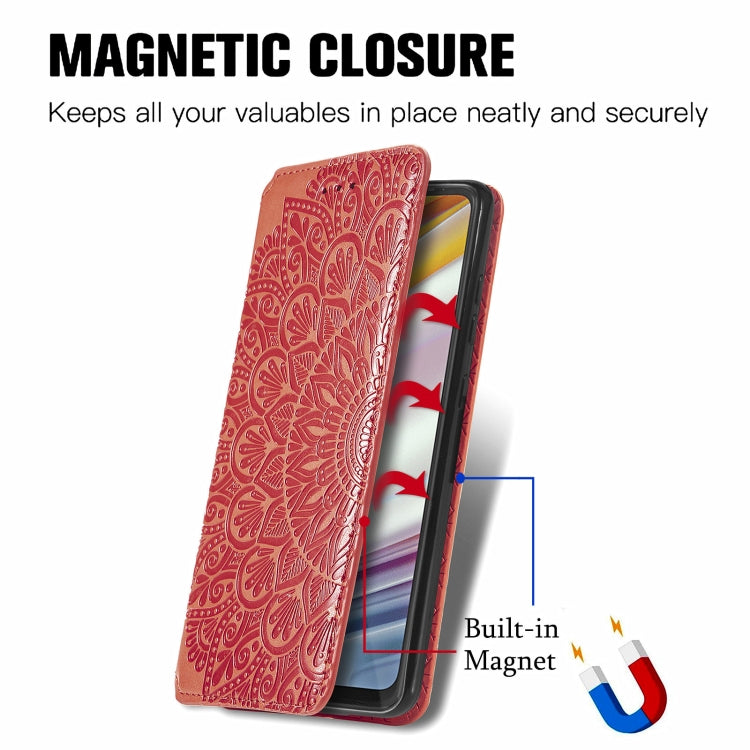 For Motorola Moto G60 Blooming Mandala Embossed Pattern Magnetic Horizontal Flip Leather Case with Holder & Card Slots & Wallet