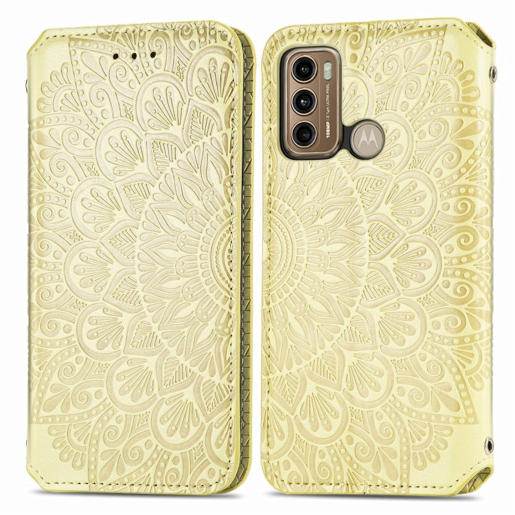 For Motorola Moto G60 Blooming Mandala Embossed Pattern Magnetic Horizontal Flip Leather Case with Holder & Card Slots & Wallet
