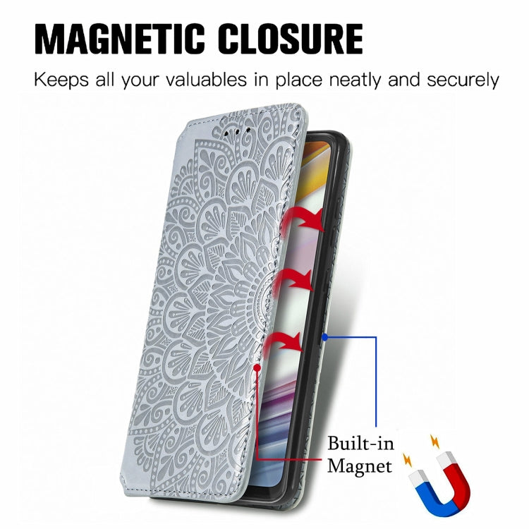 For Motorola Moto G60 Blooming Mandala Embossed Pattern Magnetic Horizontal Flip Leather Case with Holder & Card Slots & Wallet
