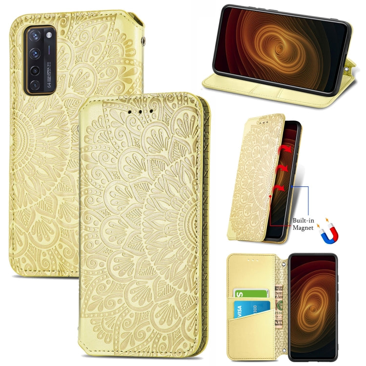 For ZTE Axon 20 5G Blooming Mandala Embossed Pattern Magnetic Horizontal Flip Leather Case with Holder & Card Slots & Wallet