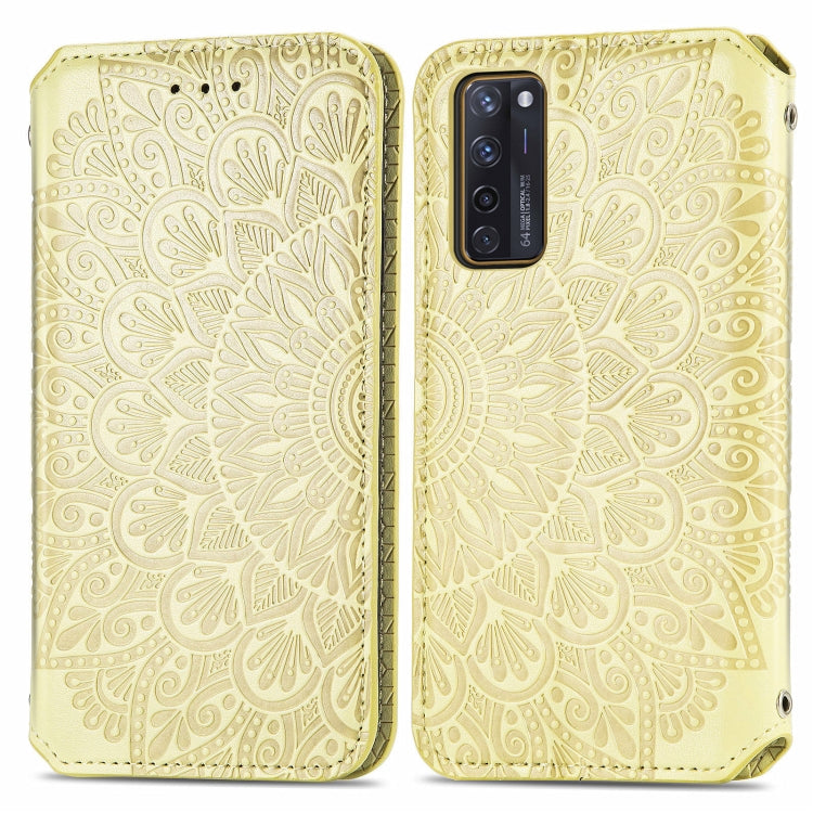 For ZTE Axon 20 5G Blooming Mandala Embossed Pattern Magnetic Horizontal Flip Leather Case with Holder & Card Slots & Wallet