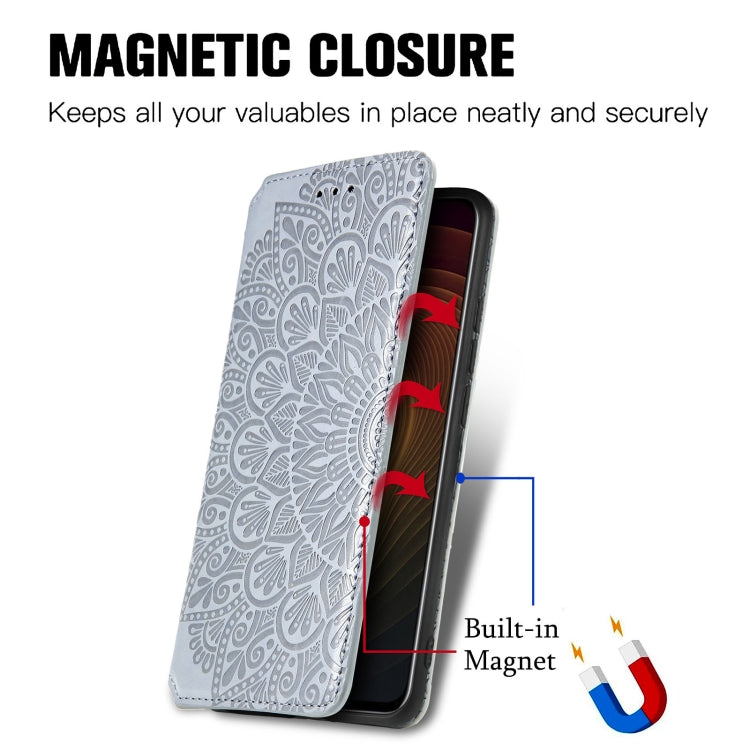 For ZTE Axon 20 5G Blooming Mandala Embossed Pattern Magnetic Horizontal Flip Leather Case with Holder & Card Slots & Wallet