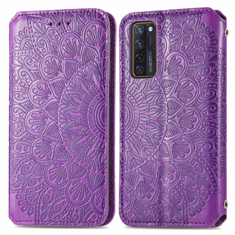 For ZTE Axon 20 5G Blooming Mandala Embossed Pattern Magnetic Horizontal Flip Leather Case with Holder & Card Slots & Wallet