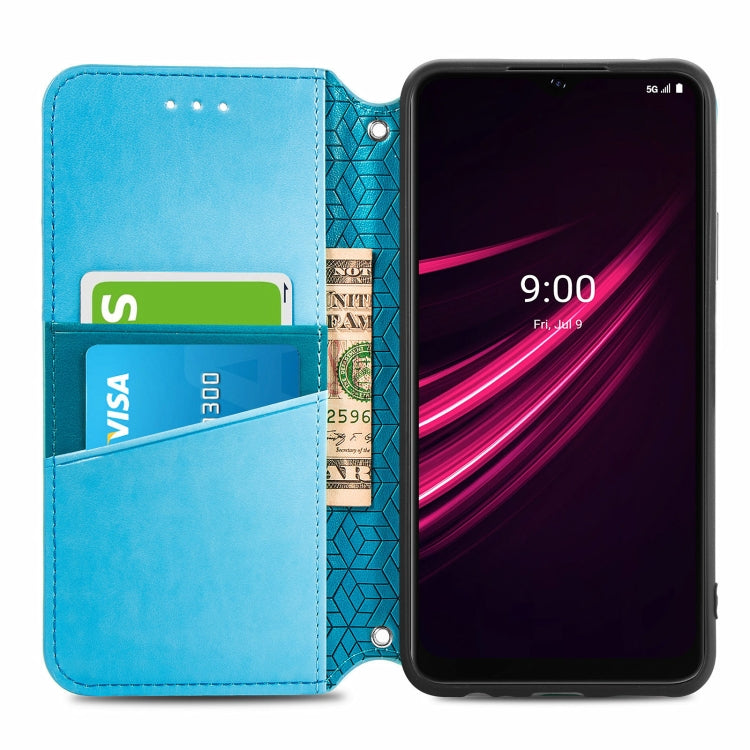 For T-Mobile REVVL V+ 5G Blooming Mandala Embossed Pattern Magnetic Horizontal Flip Leather Case with Holder & Card Slots & Wallet