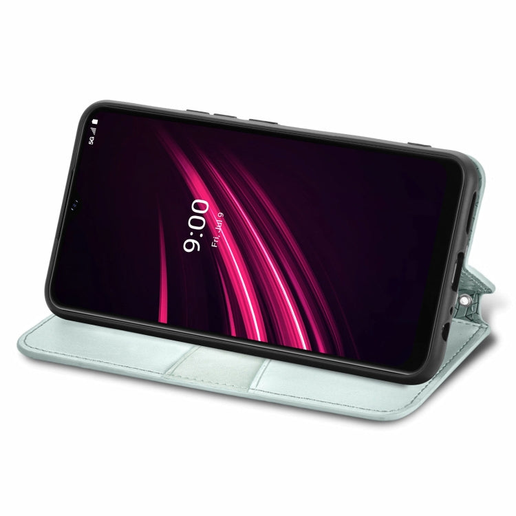 For T-Mobile REVVL V+ 5G Blooming Mandala Embossed Pattern Magnetic Horizontal Flip Leather Case with Holder & Card Slots & Wallet