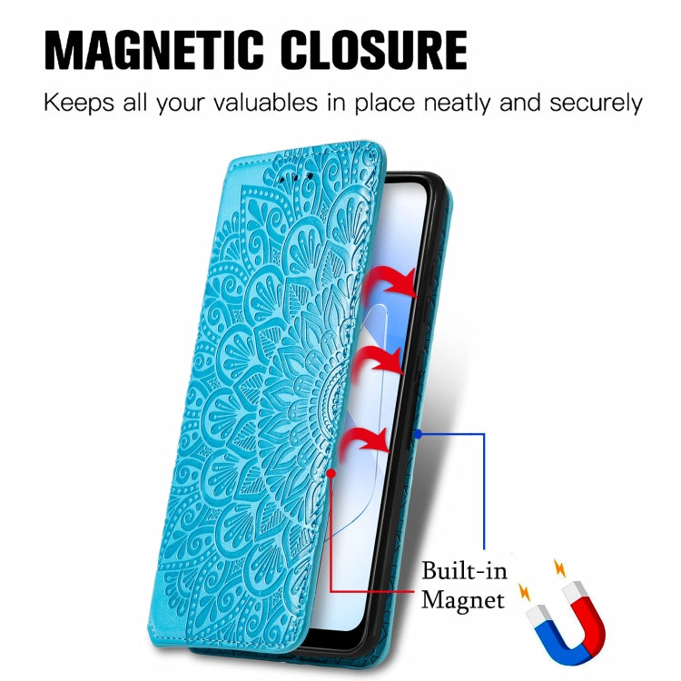 For OPPO A55 5G Blooming Mandala Embossed Pattern Magnetic Horizontal Flip Leather Case with Holder & Card Slots & Wallet