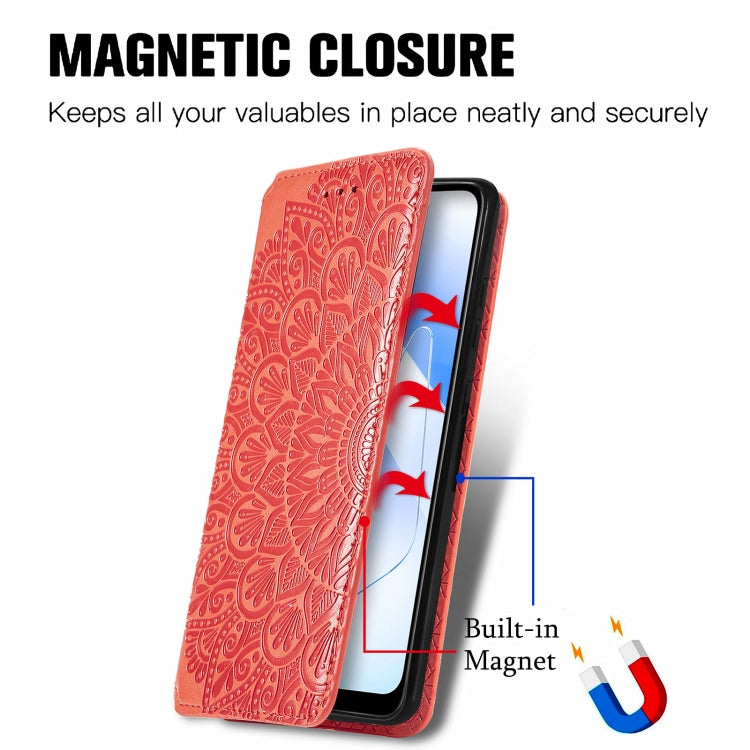 For OPPO A55 5G Blooming Mandala Embossed Pattern Magnetic Horizontal Flip Leather Case with Holder & Card Slots & Wallet
