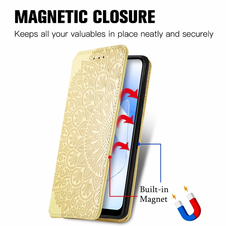 For OPPO A55 5G Blooming Mandala Embossed Pattern Magnetic Horizontal Flip Leather Case with Holder & Card Slots & Wallet