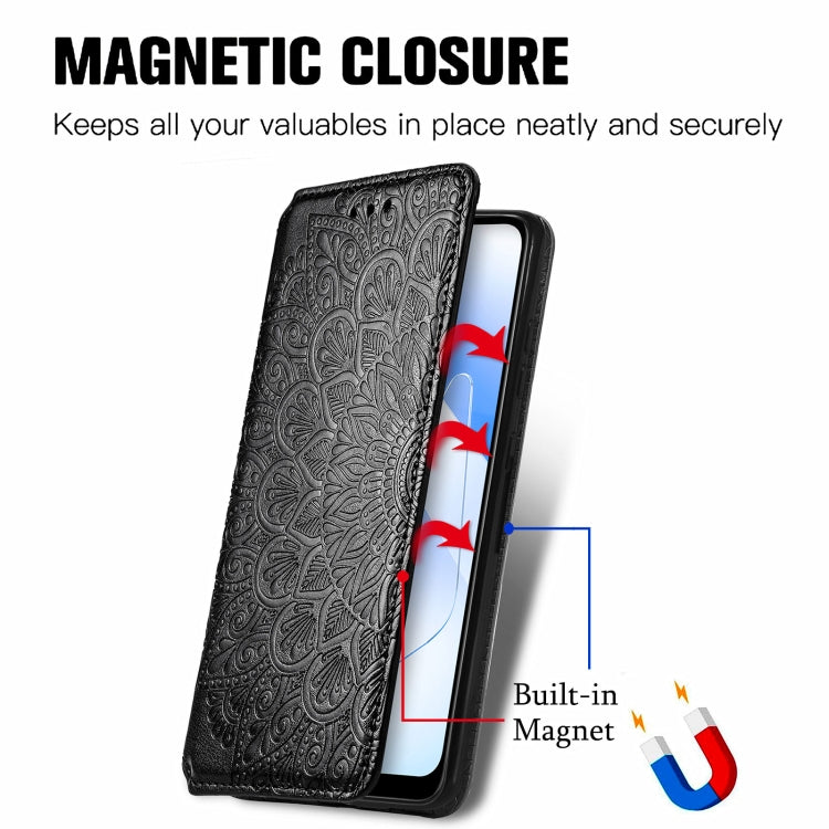 For OPPO A55 5G Blooming Mandala Embossed Pattern Magnetic Horizontal Flip Leather Case with Holder & Card Slots & Wallet