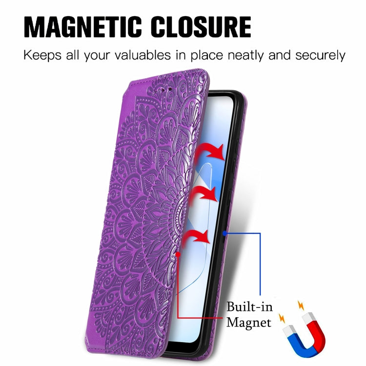 For OPPO A55 5G Blooming Mandala Embossed Pattern Magnetic Horizontal Flip Leather Case with Holder & Card Slots & Wallet